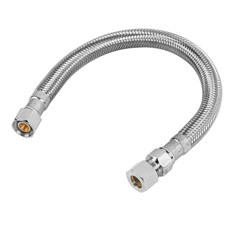 EZFluid Plumbing 20 x 38 Male Compression To 38Inch Female Comp Stainless Steel Braided Faucet Connector Line Extension Faucet Extension Supply Hose Connector Lines Fits Delta Faucet 1Pack