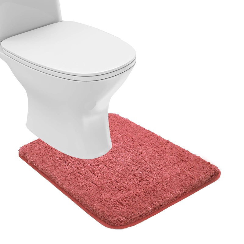 Suchtale Bathroom Contour Rug Non Slip Bath Mat Water Absorbent Soft Microfiber Shaggy Bathroom Mat Machine Washable Bath Rug for Bathroom Thick Plush U Shape Toilet Rug 20 x 24 Living Coral