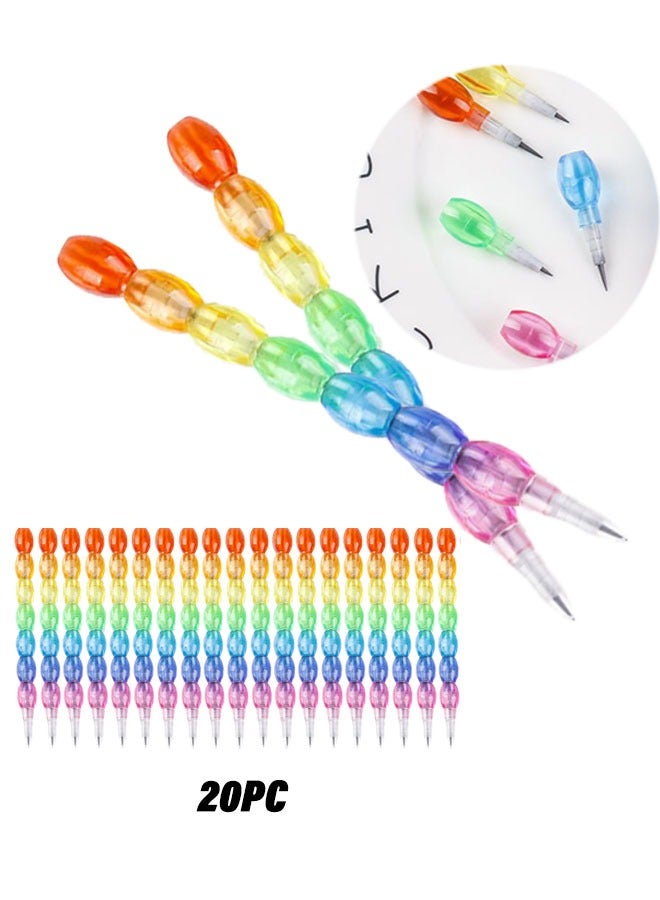 Generic 20PCS Stackable Pencils for Kids – No Sharpening Needed, Fun Colorful Plastic Writing Pencils, Classroom Prizes, Party Favors  - Image 1