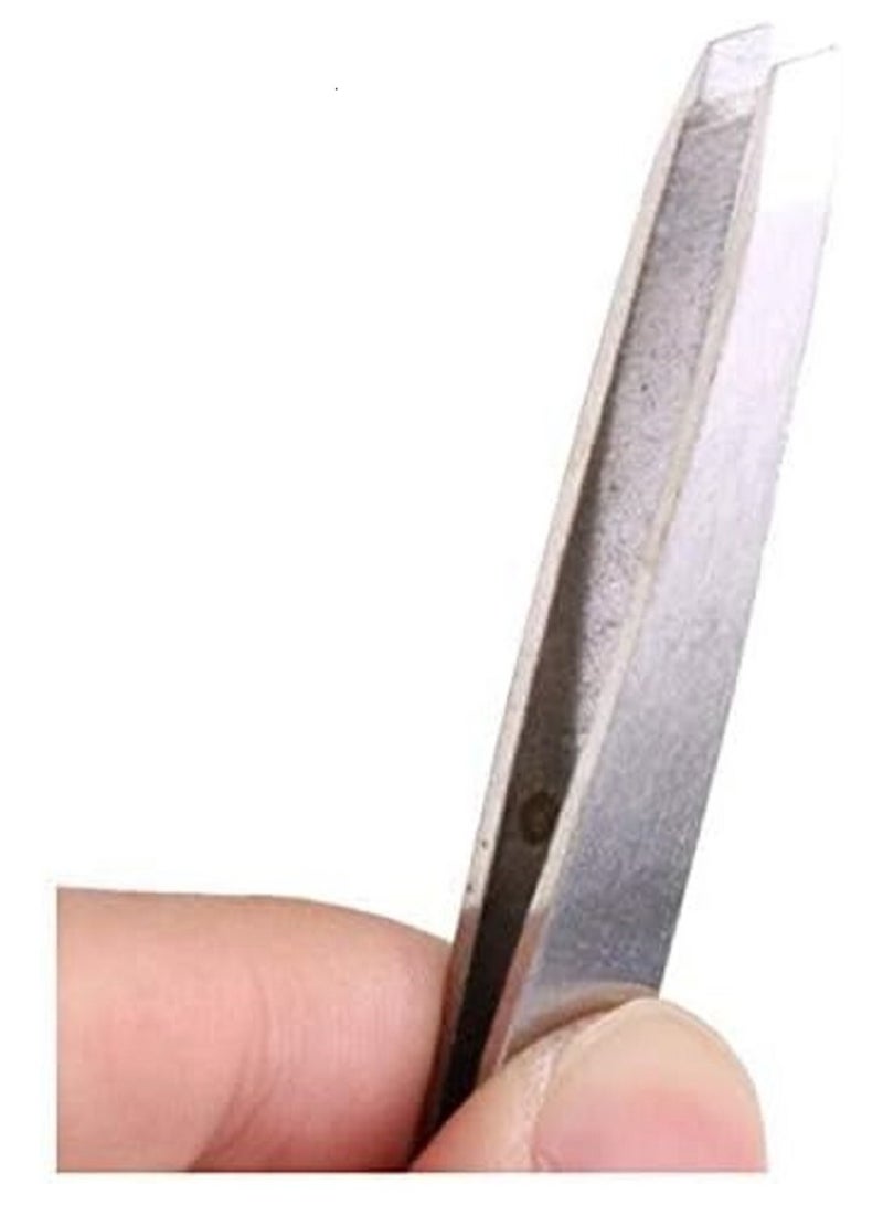 ملاقط حواجب عالية الجودة بطرف مائل، ملاقط حواجب لإزالة شعر الوجه، - مع مشط دقيق من الستانلس ستيل في الطرف الآخر، (لون فضي) - Image 3