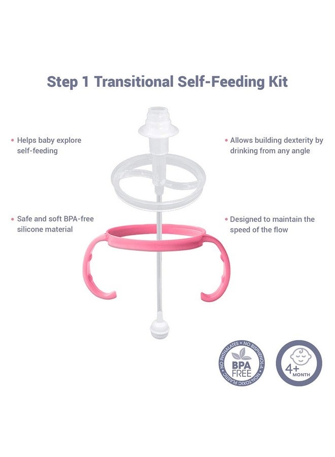 آنبي مجموعة التغذية الذاتية Anpei Step 1 الانتقالية ذات القشة الموزونة والمقابض المتوافقة مع حلمات Comotomo المصنوعة من السيليكون، تدفق متوسط وسريع | 4 أشهر فأكثر - Image 4