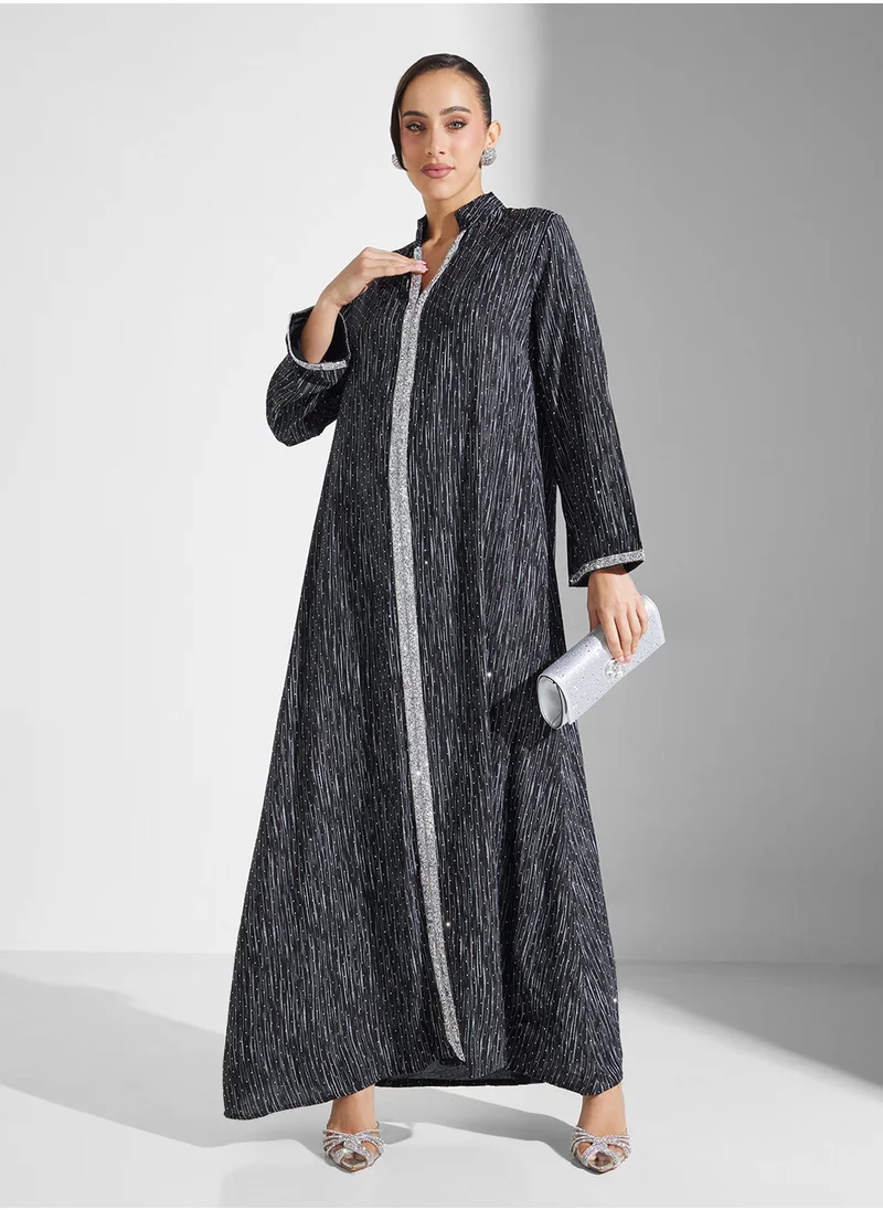 Khizana Abaya With Shimmer Trim