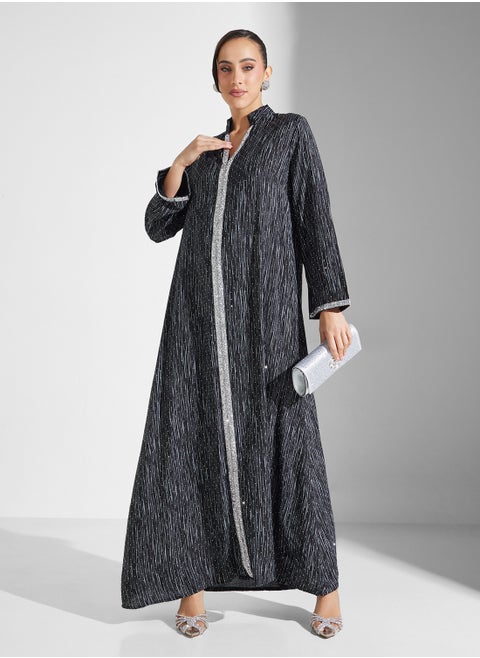 Abaya With Shimmer Trim