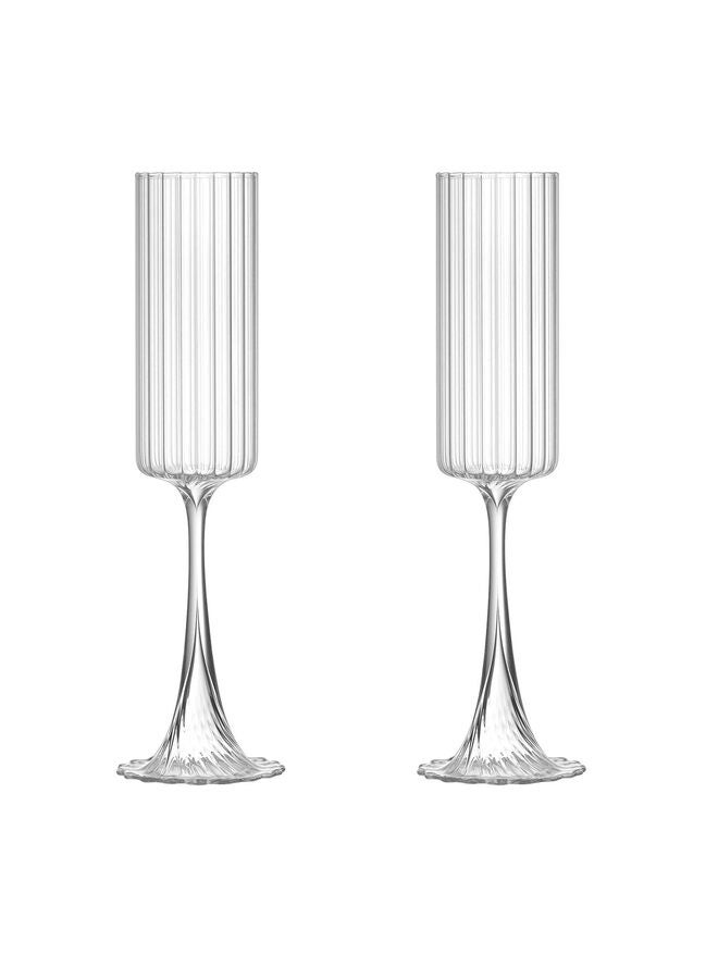 2PCS Fluted Wine Glasses – Big Long Stem Glasses. Unique, Stemmed Glass or Cocktail Vintage Style Drinking (Size : 50) - Image 2