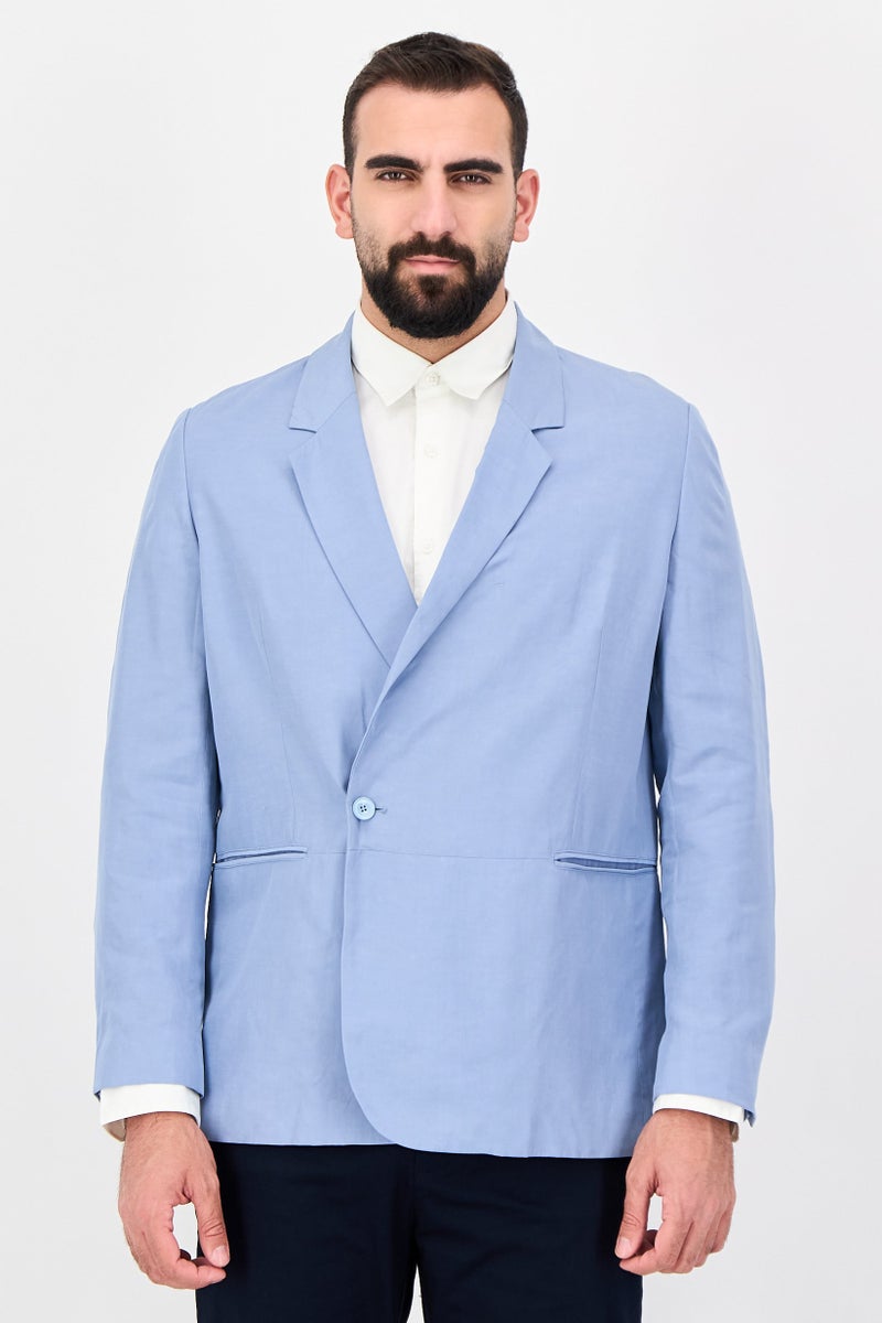 SELECTED Men Travel Fit Solid Casual Blazer Jacket, Blue Fog - Image 1