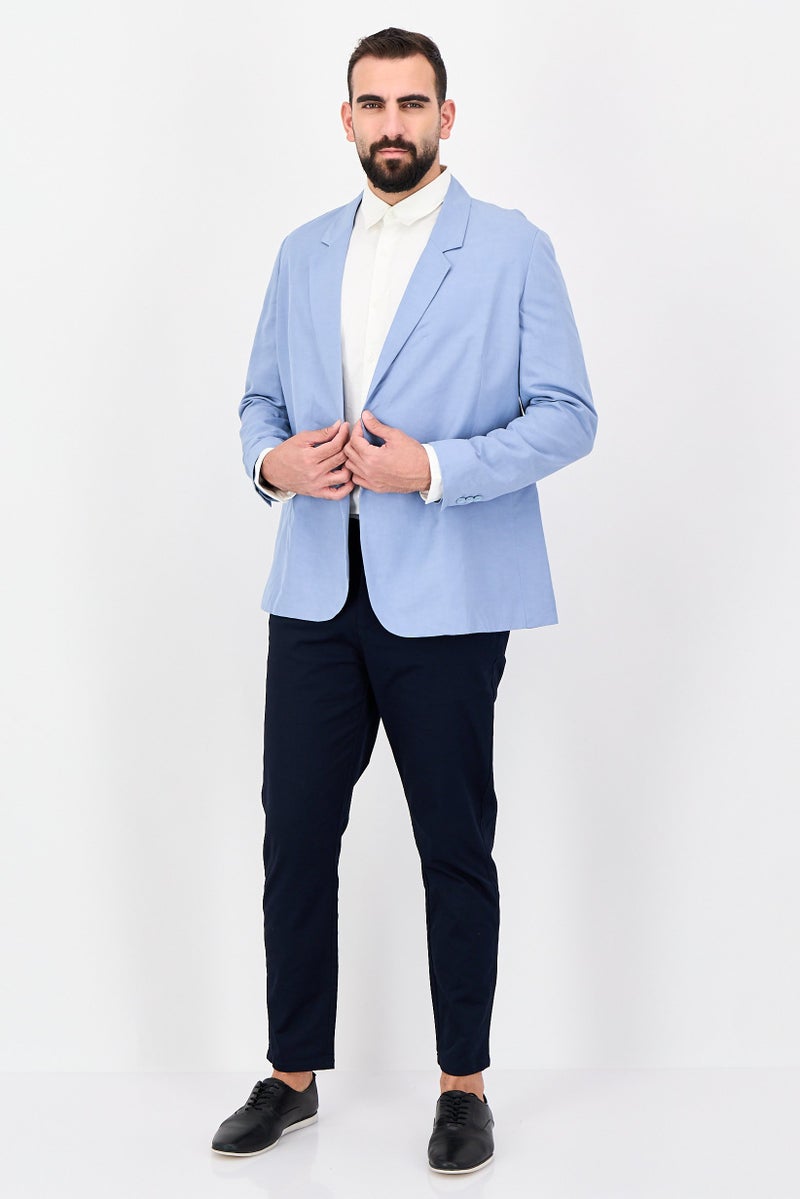 SELECTED Men Travel Fit Solid Casual Blazer Jacket, Blue Fog - Image 4