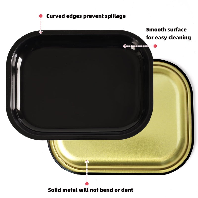 PYSEA Small Metal Tray with Magnetic Lid, Cute Decorative Tray, Ideal Storage for Home or Travel, 7 x 5.5 Inches (Black) - Image 5