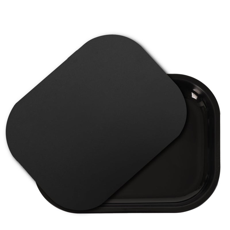 PYSEA Small Metal Tray with Magnetic Lid, Cute Decorative Tray, Ideal Storage for Home or Travel, 7 x 5.5 Inches (Black) - Image 1