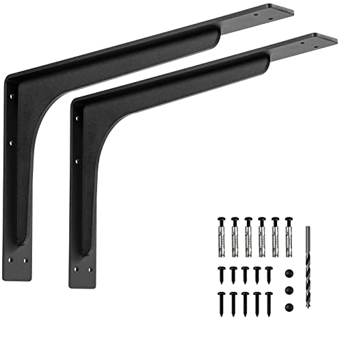 PICESA 20 x 12 INCH Shelf Brackets,L Shelf Brackets, Vertical Angle, Premium Alloy Metal Heavy Duty Shelf Bracket, high Strength Mounting Hardware Included, Corner Brace Joint,Pack of 2 - Image 1