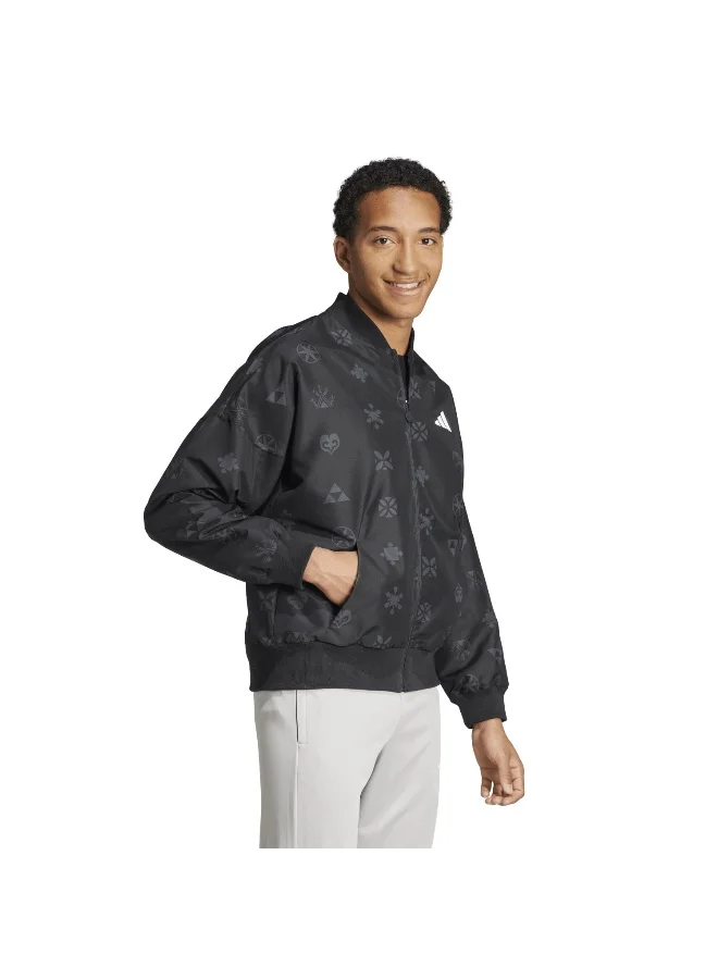 adidas جاكيت تدريب أسود للجنسين من يو كيه إس إيه دبليو جيه كيه مقاس XS