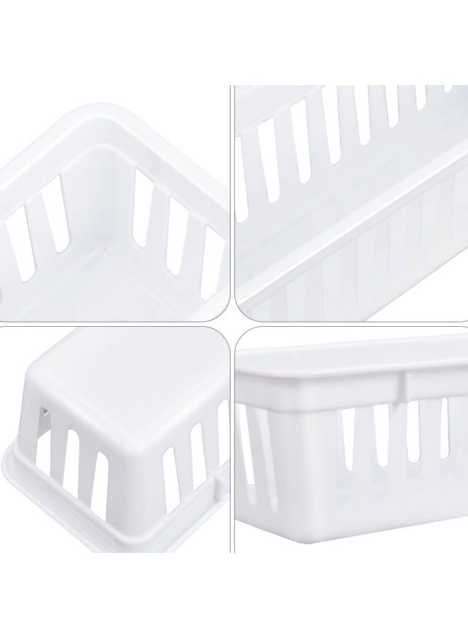 Bukela 12 Pack Plastic Storage Baskets Tray for Organizing, Small Narrow Storage Bins, Stackable Drawer Pencil Trays Holder for Desk Garage Cabinet Containers(White, 26*8*6 cm) - Image 3