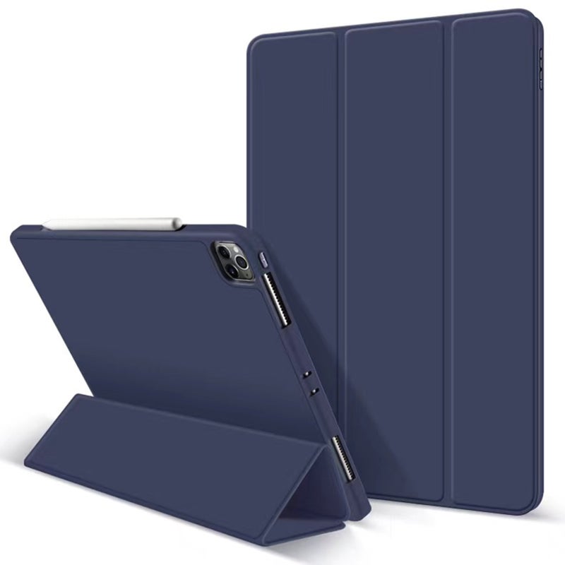 Smart Case: Ultra-Thin Lightweight Precise Fit For iPad Pro 11 (2018, 2020, 2021) - Integrated Pen Holder Magnetic Adsorption Auto-Wake/Sleep Dark Blue For Daily Use Travel Professional Settings