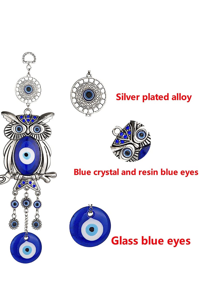 Excefore Wall Hanging, Lucky Owl Hanging Evil Eye Pendant Decoration, Ornament Amulet for Car, Home and Office for Protection and Blessing 11.7 Inches - Image 3