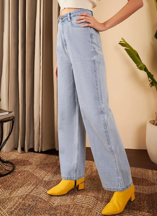 STREET 9 Flared High-Rise Light Blue Jeans for Women