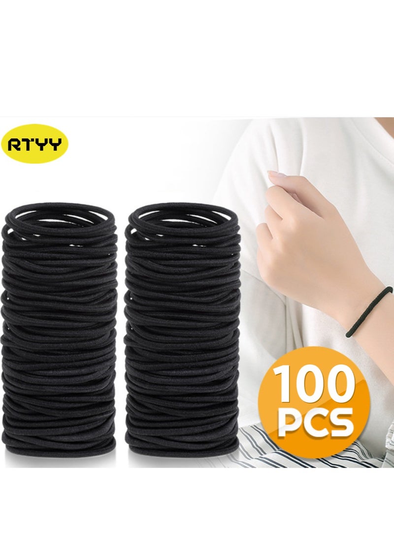 RTYY 100 قطعة من أربطة الشعر المرنة، 3 مم، ربطات شعر مرنة، حوامل ذيل الحصان، ربطات شعر كبيرة بدون مطاط لطيف للنساء والرجال والفتيات والأطفال - Image 1