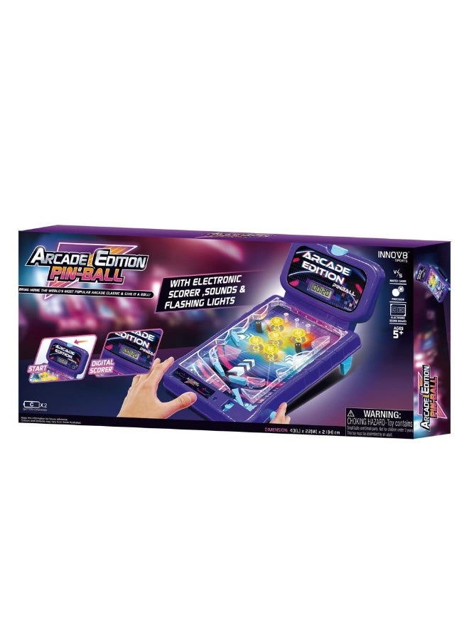 Hostfull Electronic Arcade Pinball Machine – Tabletop Arcade Game with Digital Scoreboard, LED Flashing Lights, and Authentic Arcade Sound Effects – 43cm Portable Mini Pinball Set for Kids & Families - Image 1