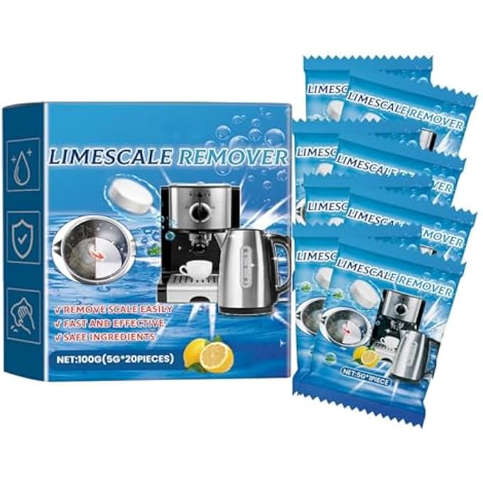 كاست ويف أقراص تنظيف الترسبات الكلسية من الشاي، منظف أكواب ماكينة القهوة الفوارة، يزيل البقع الصعبة من أواني الشاي والأكواب وزجاجات المياه، أقراص إزالة الترسبات الكلسية متعددة الأغراض، عبوة من 20 قرصًا - Image 1