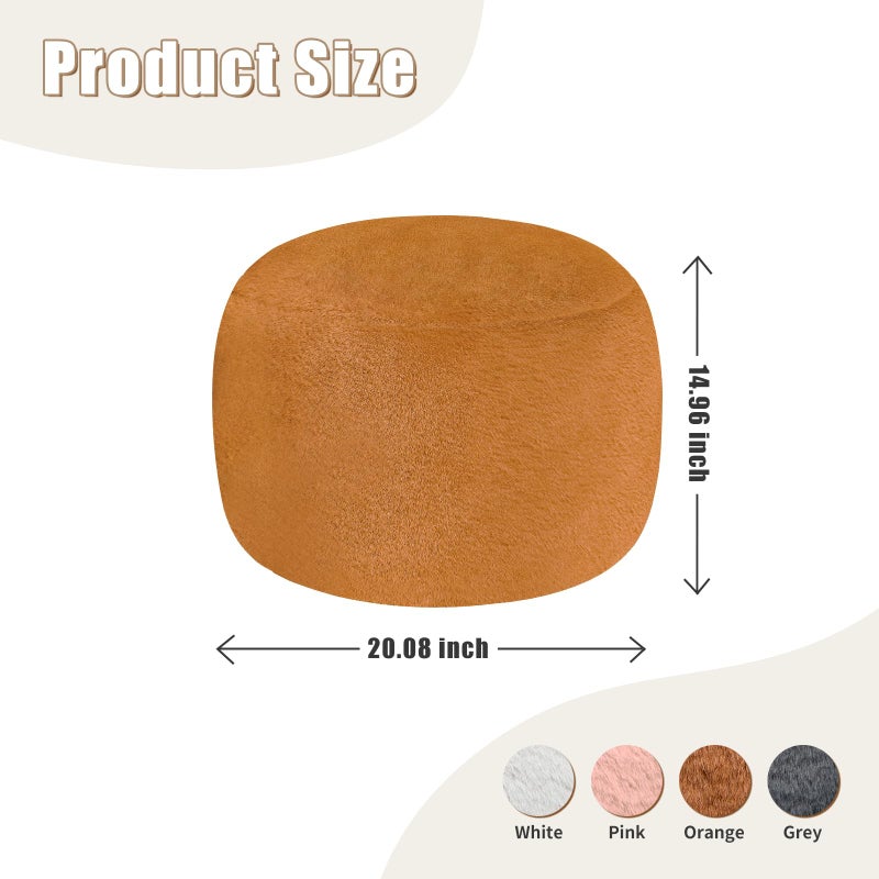 Gericco Round Stuffed Pouf Ottoman for Foot Rest, A Round Modern Foam Filled Poufs, Floor Chair for Living Room, Nursery, Dorm, A Soft Modern Foot Stool Perfect to Rest Your Feet (Orange, 20Inch) - Image 2