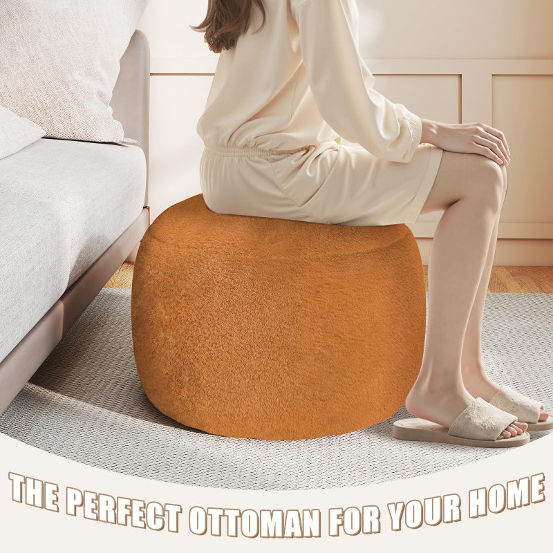 Gericco Round Stuffed Pouf Ottoman for Foot Rest, A Round Modern Foam Filled Poufs, Floor Chair for Living Room, Nursery, Dorm, A Soft Modern Foot Stool Perfect to Rest Your Feet (Orange, 20Inch) - Image 5