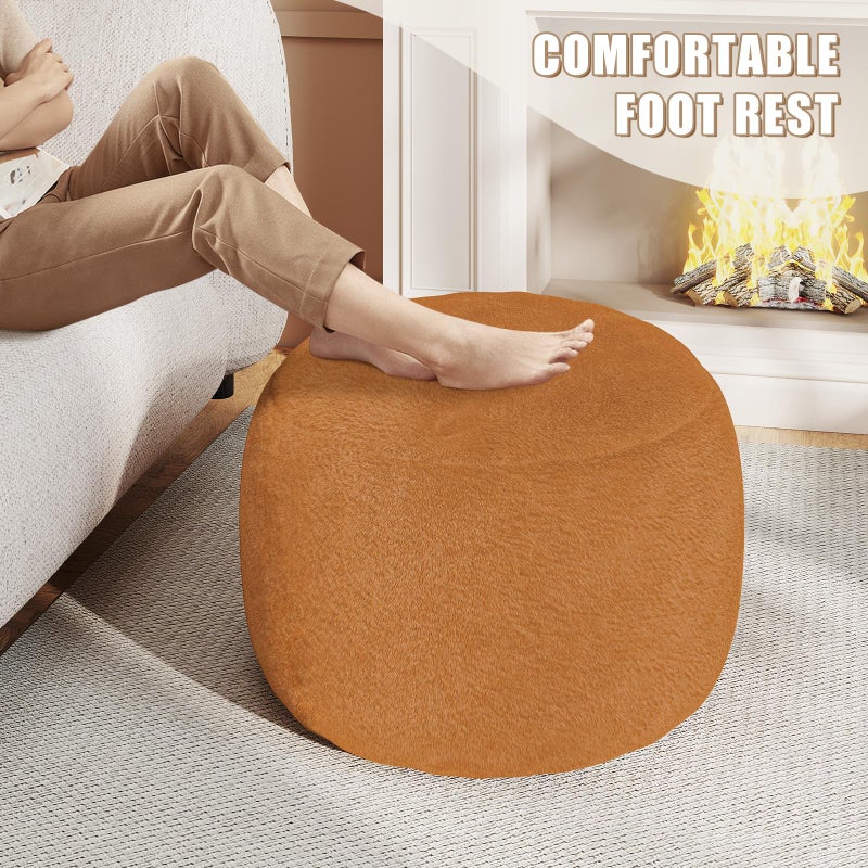 Gericco Round Stuffed Pouf Ottoman for Foot Rest, A Round Modern Foam Filled Poufs, Floor Chair for Living Room, Nursery, Dorm, A Soft Modern Foot Stool Perfect to Rest Your Feet (Orange, 20Inch) - Image 4