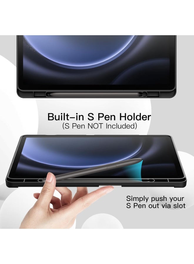 LEDIN Protective Case for Samsung Galaxy Tab S10 FE 10.9 Inch – Tri-Fold Stand, Soft TPU Back, S Pen Holder & Charging Support Auto Wake/Sleep(Black) - Image 3