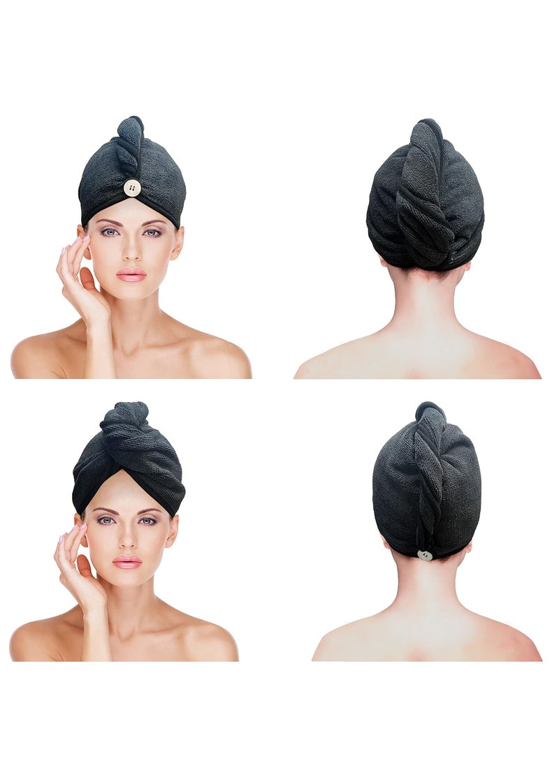 SOFTSPUN SOFTSPUN Microfiber Hair Cap Silk Banded Edge 1 Pcs 70X25 cm Black 380GSM Super Absorbent Quick Dry Hair Turban for Drying All Kinds of Hair Straight or Curly Short or Long Thin or Thick Hair  - Image 1