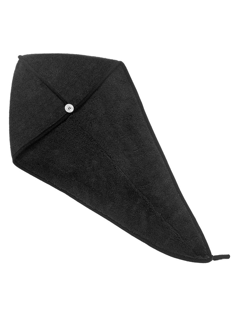 SOFTSPUN SOFTSPUN Microfiber Hair Cap Silk Banded Edge 1 Pcs 70X25 cm Black 380GSM Super Absorbent Quick Dry Hair Turban for Drying All Kinds of Hair Straight or Curly Short or Long Thin or Thick Hair  - Image 2