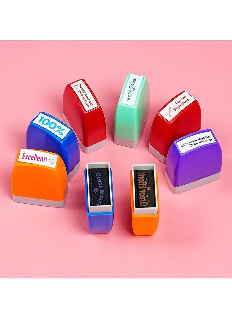 Generic Teacher Stamps Set 8-Piece for Grading Classroom Parent Signature Self-Inking Homework Office Supplies - Image 4