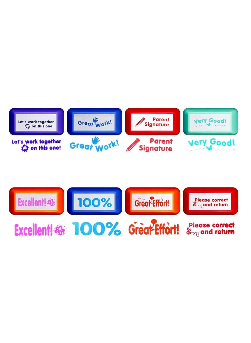 Generic Teacher Stamps Set 8-Piece for Grading Classroom Parent Signature Self-Inking Homework Office Supplies - Image 3