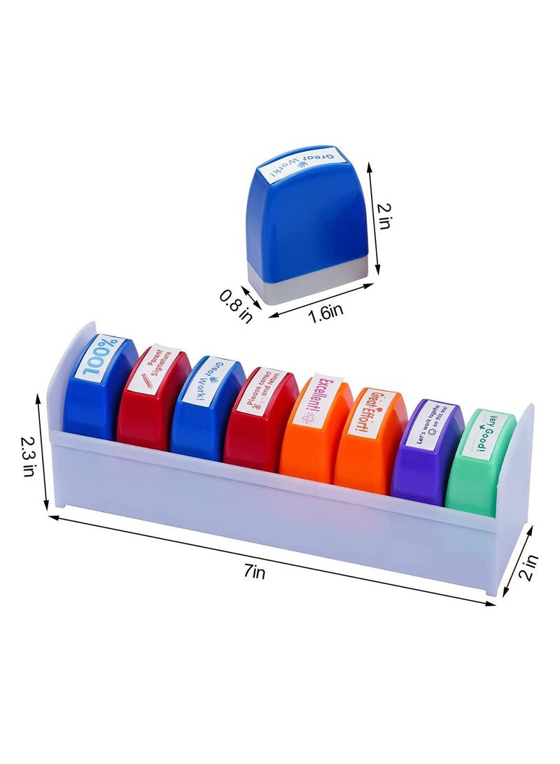 Generic Teacher Stamps Set 8-Piece for Grading Classroom Parent Signature Self-Inking Homework Office Supplies - Image 2