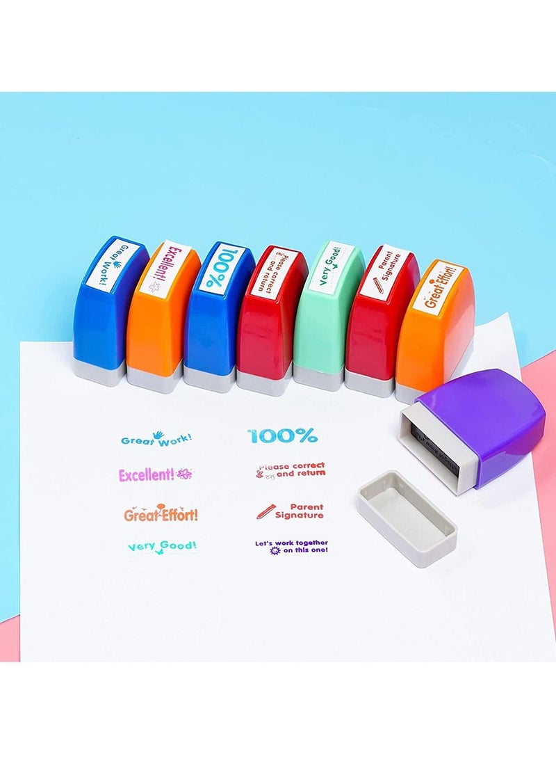 Generic Teacher Stamps Set 8-Piece for Grading Classroom Parent Signature Self-Inking Homework Office Supplies - Image 5