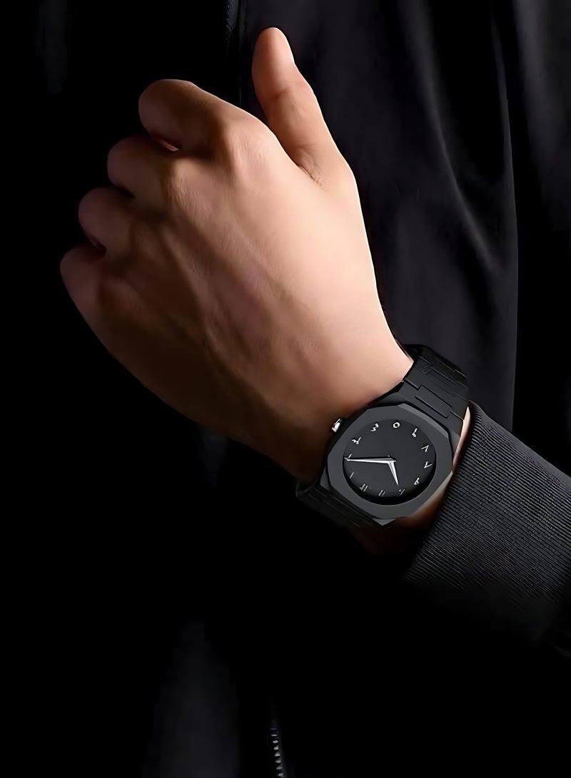 Ocarbone Men's Watch - Dark Black - Arabic Numerals - Water Resistant - Image 3