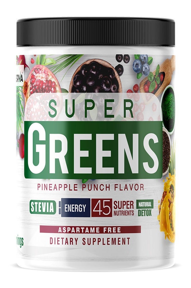 لابيرفا مسحوق خضراوات - عصير أناناس، ٣٣٠ غرام (٣٠ حصة) | ٥٠ عنصرًا غذائيًا فائقًا للطاقة والهضم والتخلص من السموم | خالي من الكائنات المعدلة وراثيًا والسكر