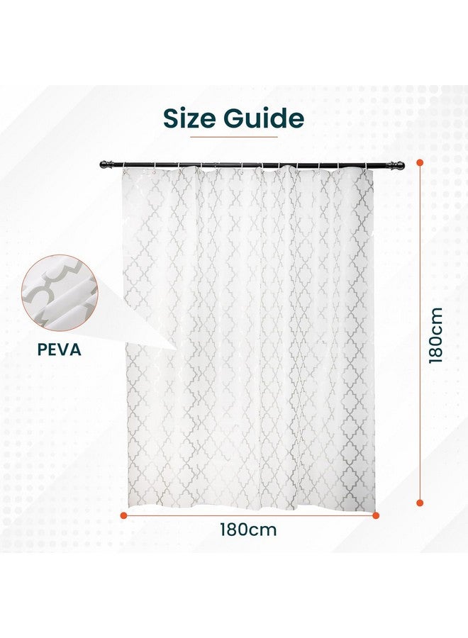 Kuber Industries Kuber Industries 6x6 Ft Waterproof Shower Curtains for Bathroom | Washroom Partition Screen & Wall Divider Parda for Bath | Checkered - Silver  - Image 2