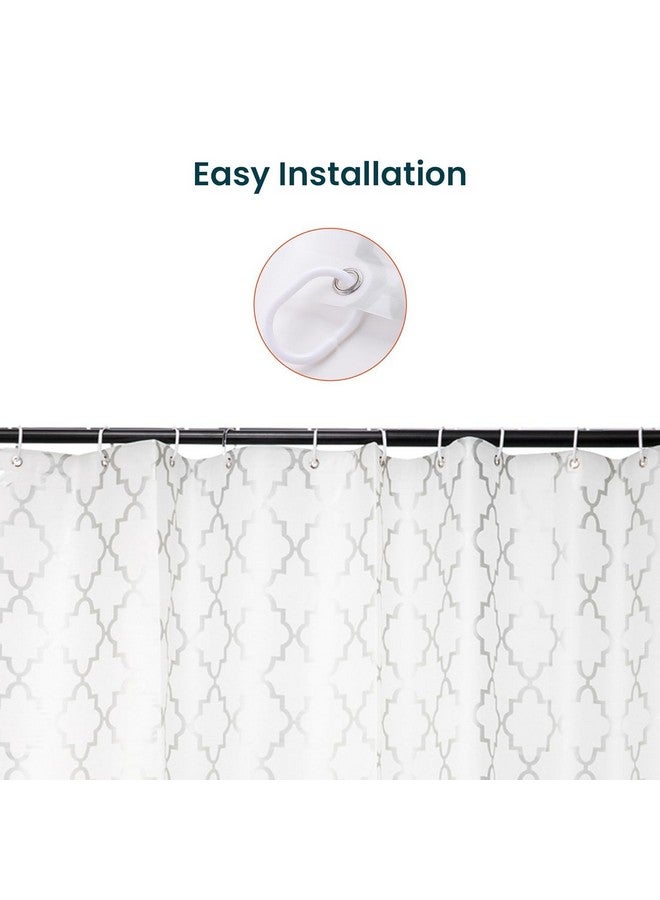 Kuber Industries Kuber Industries 6x6 Ft Waterproof Shower Curtains for Bathroom | Washroom Partition Screen & Wall Divider Parda for Bath | Checkered - Silver  - Image 4