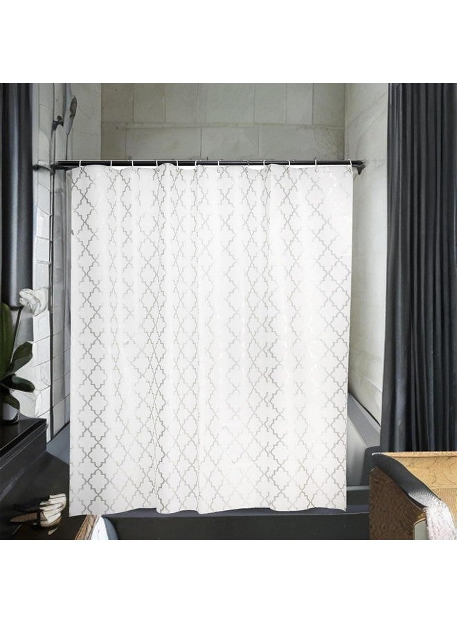 Kuber Industries Kuber Industries 6x6 Ft Waterproof Shower Curtains for Bathroom | Washroom Partition Screen & Wall Divider Parda for Bath | Checkered - Silver  - Image 1