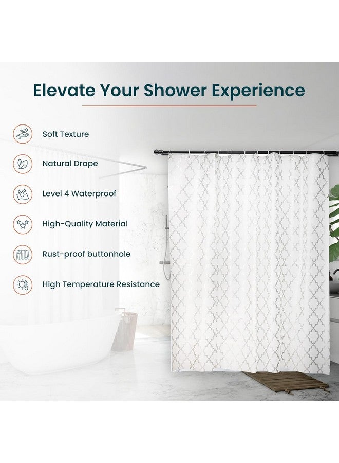 Kuber Industries Kuber Industries 6x6 Ft Waterproof Shower Curtains for Bathroom | Washroom Partition Screen & Wall Divider Parda for Bath | Checkered - Silver  - Image 3