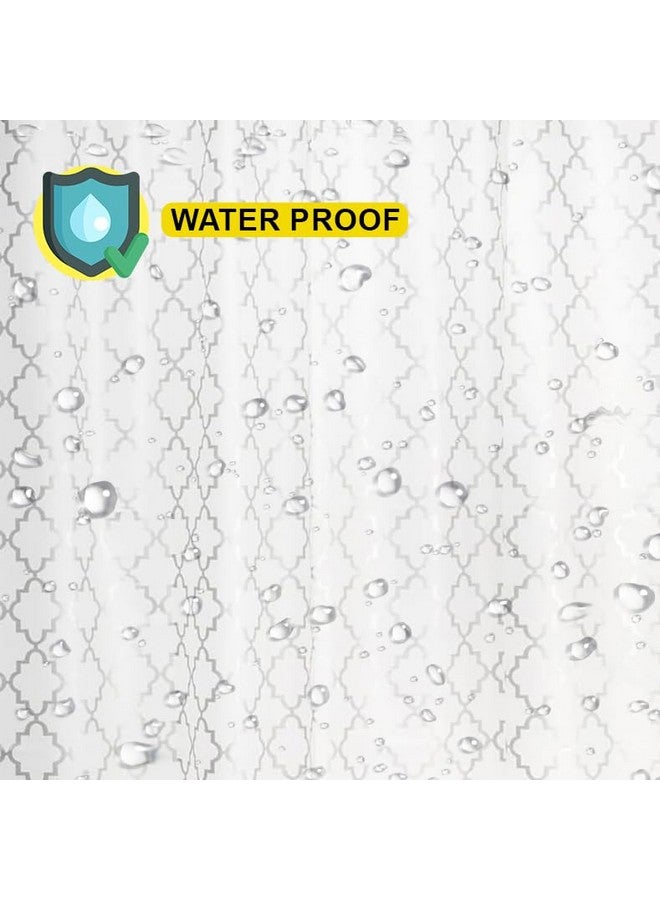 Kuber Industries Kuber Industries 6x6 Ft Waterproof Shower Curtains for Bathroom | Washroom Partition Screen & Wall Divider Parda for Bath | Checkered - Silver  - Image 5