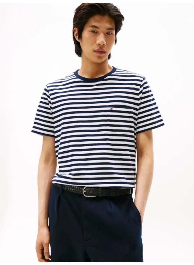 TOMMY HILFIGER Stripe Patch Pocket Crew Neck T-Shirt
