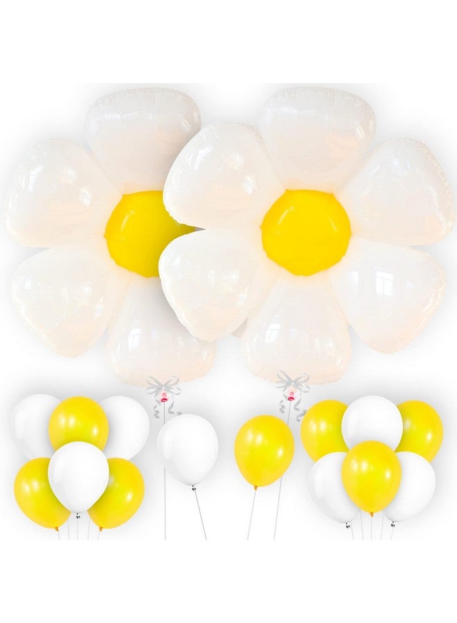 KatchOn, Giant Daisy Balloons - 45 Inch, Pack of 18 | Flower Balloons | Daisy Party Decorations | Groovy One Balloons | Daisy Birthday Party Decorations | Groovy Balloons | Daisy Party Supplies - Image 3