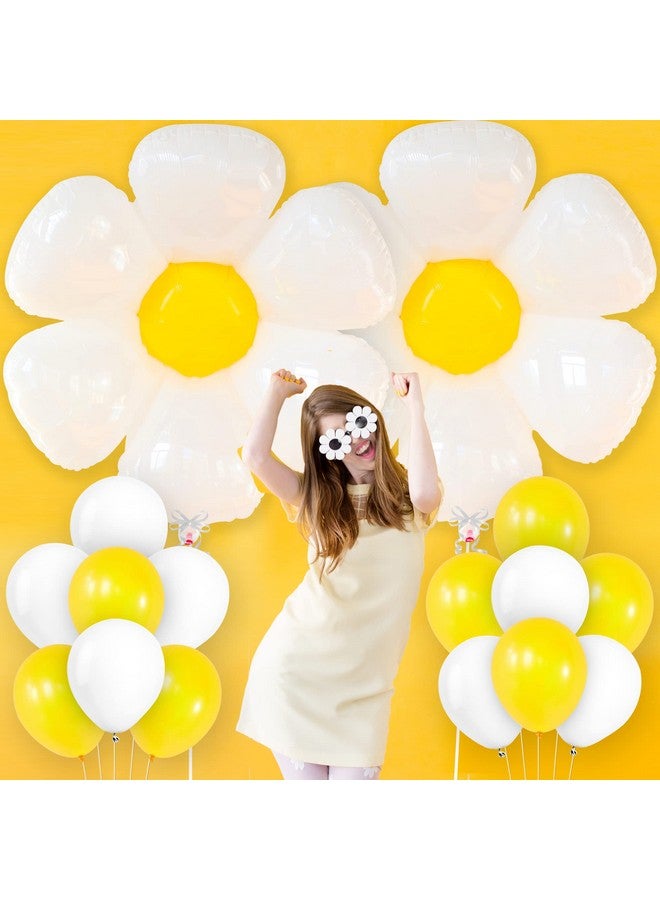 KatchOn, Giant Daisy Balloons - 45 Inch, Pack of 18 | Flower Balloons | Daisy Party Decorations | Groovy One Balloons | Daisy Birthday Party Decorations | Groovy Balloons | Daisy Party Supplies - Image 1
