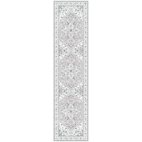 Yamaziot Washable Runner Rug, 2x8 Non-Slip Boho Vintage Hallway Rug with Rubber Backing, Low Pile Faux Wool Distressed Carpet Runner for Bedroom, Kitchen, Laundry, Entrance - Image 2