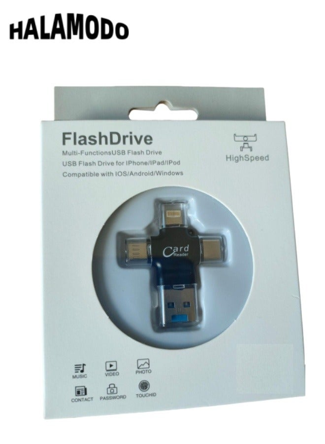 HALAMODO 4 in 1 Card Reader TF Micro SD Card Adapter External Storage Memory with Type C Micro USB USB 3.0 for iPhone iPad Android Mac PC - Image 5