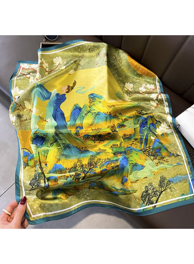Silk Scarf Small Square Scarf 70cm High-end Gift-giving Mulberry Silk Scarf Spring And Autumn Back Figure Girl Small Scarf With Suit
