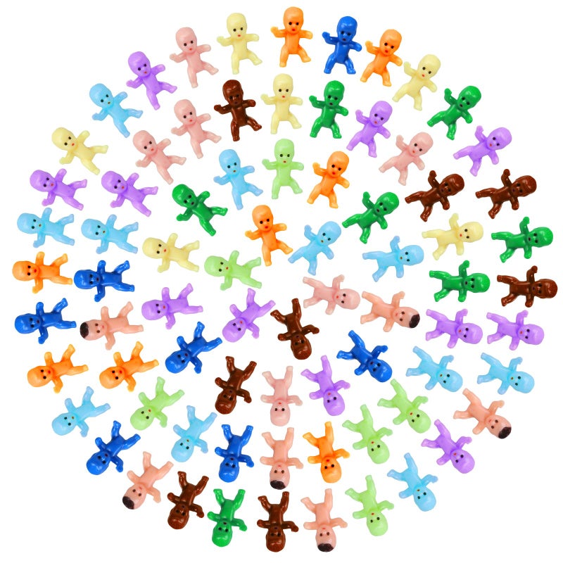 selizo Mini Tiny Plastic Baby Figurines Small King Cake Babies Bulk for Ice Cube My Water Broke Baby Shower Games (10 Colors)  200pcs