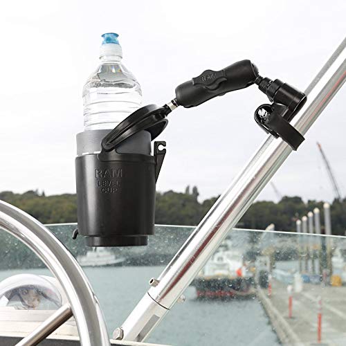 RAM Mounts RAP-B-132B-201U Level Cup 16oz Drink Holder with Double Socket Arm with Medium Arm Compatible with RAM B Size 1" Ball Components - Image 2
