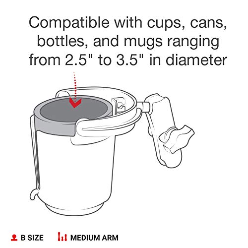 RAM Mounts RAP-B-132B-201U Level Cup 16oz Drink Holder with Double Socket Arm with Medium Arm Compatible with RAM B Size 1" Ball Components - Image 4