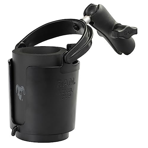 RAM Mounts RAP-B-132B-201U Level Cup 16oz Drink Holder with Double Socket Arm with Medium Arm Compatible with RAM B Size 1" Ball Components - Image 1