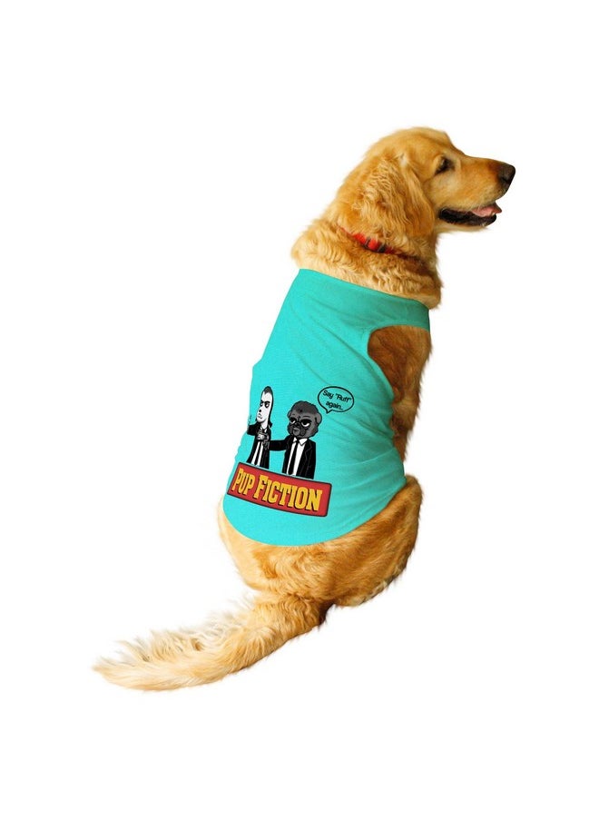 rusepin - . Pet Pup Fiction Round Neck Sleeveless Dog Tank T-Shirt For Dogs Chubby Pugs, Beagle (Aqua Green, Medium) - Image 1