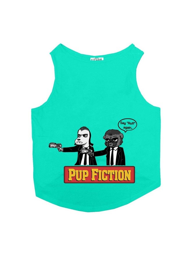 rusepin - . Pet Pup Fiction Round Neck Sleeveless Dog Tank T-Shirt For Dogs Chubby Pugs, Beagle (Aqua Green, Medium) - Image 1